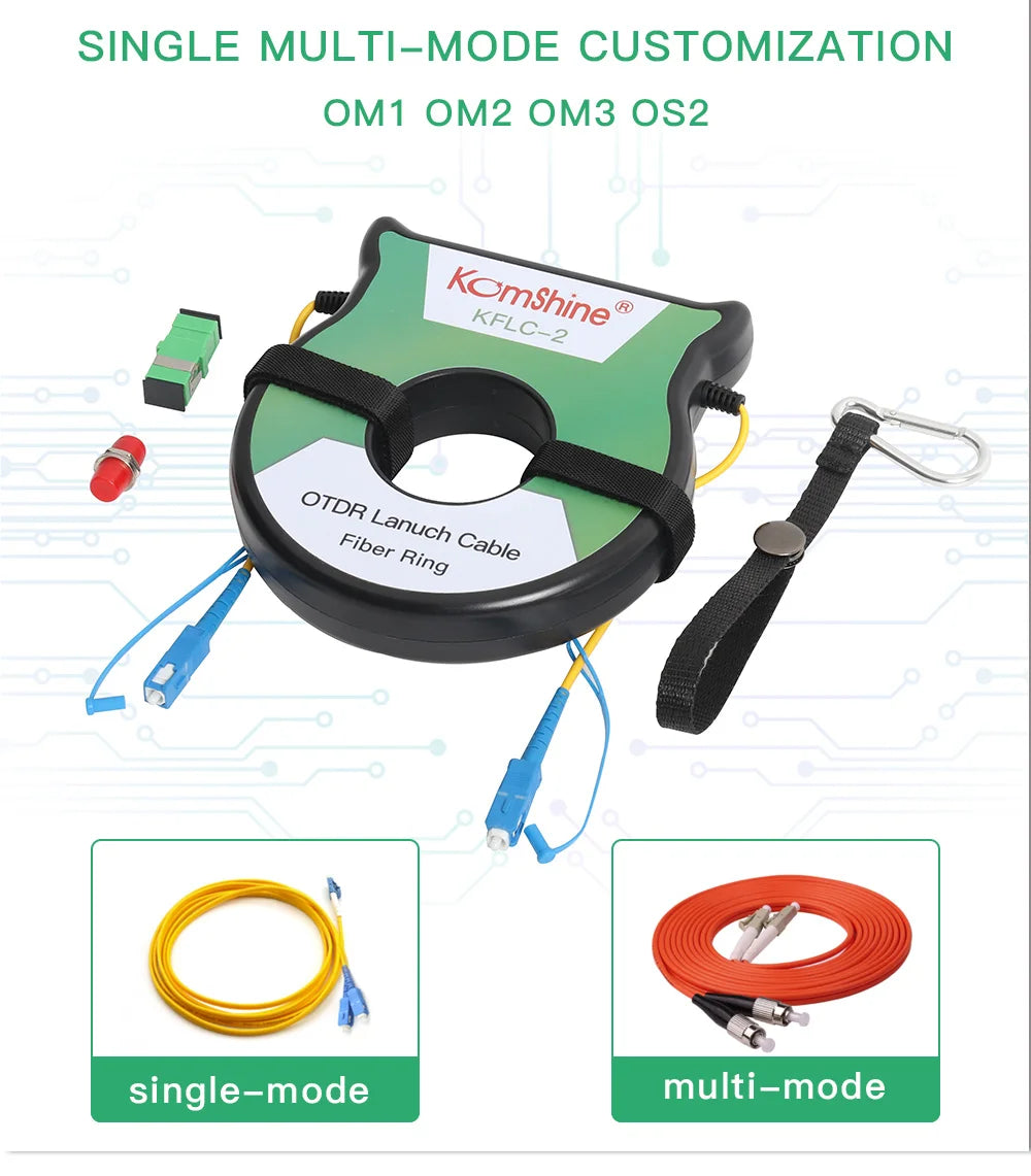 KomShine 200m Singlemode OTDR Launch Cable Rings , Improved Test Accuracy Of OTDR Dead Zone Eliminator Connector Can Customize
