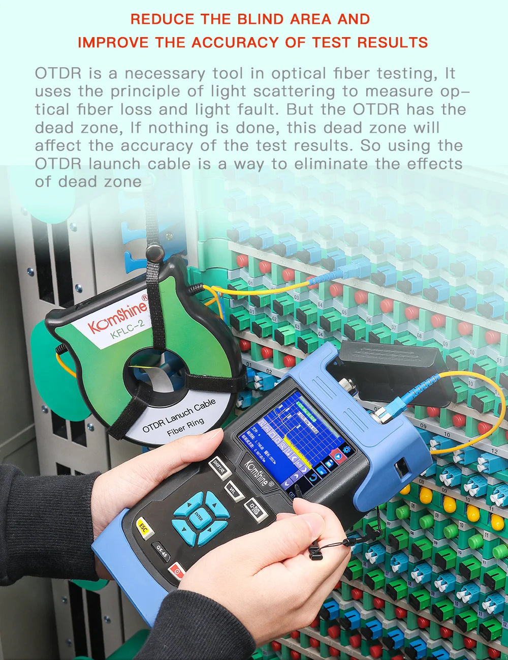 KomShine 200m Singlemode OTDR Launch Cable Rings , Improved Test Accuracy Of OTDR Dead Zone Eliminator Connector Can Customize