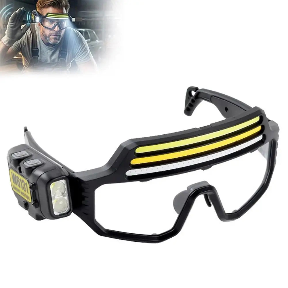 Three Light Source Sensing Glasses Light USB Charging Outdoor Multi Angle Lighting Maintenance Goggles Sensing Headlights