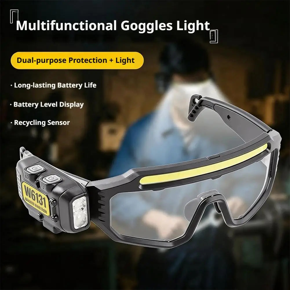Three Light Source Sensing Glasses Light USB Charging Outdoor Multi Angle Lighting Maintenance Goggles Sensing Headlights