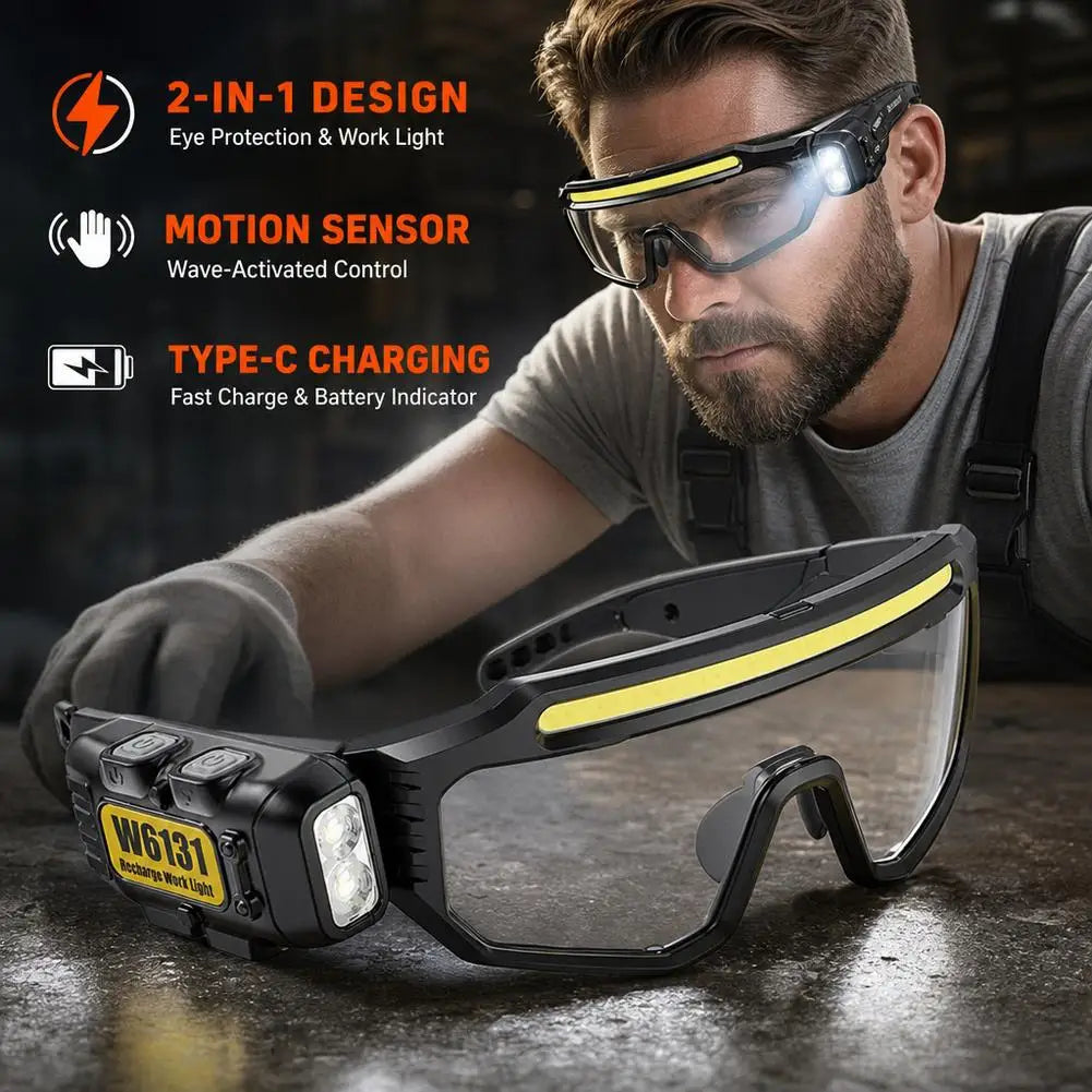 Three Light Source Sensing Glasses Light USB Charging Outdoor Multi Angle Lighting Maintenance Goggles Sensing Headlights