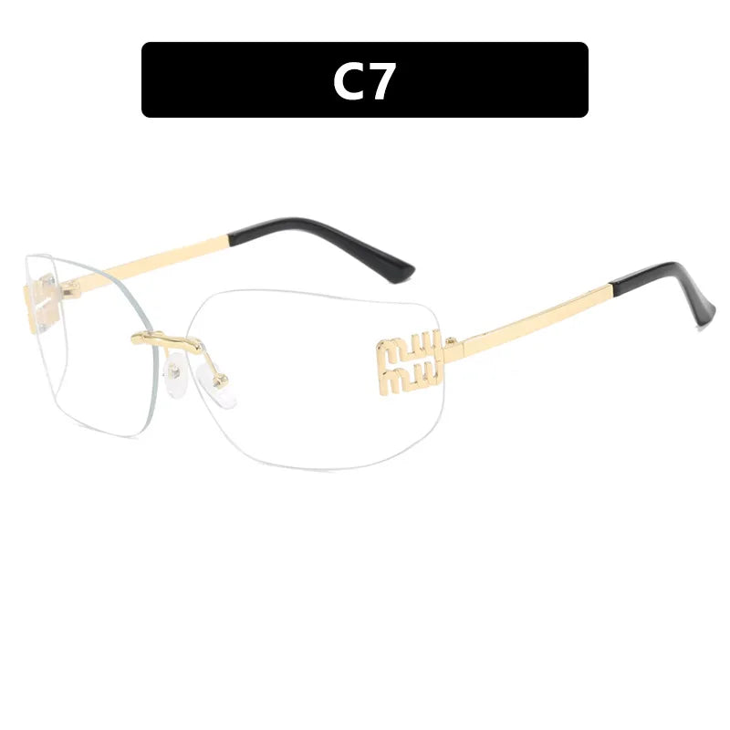 Miu Miu 54YS Rimless Shield Sunglasses Gold Metal Frame Dark Grey CAT.3 UV400 Luxury Fashion Shades for Men Women Made In Italy