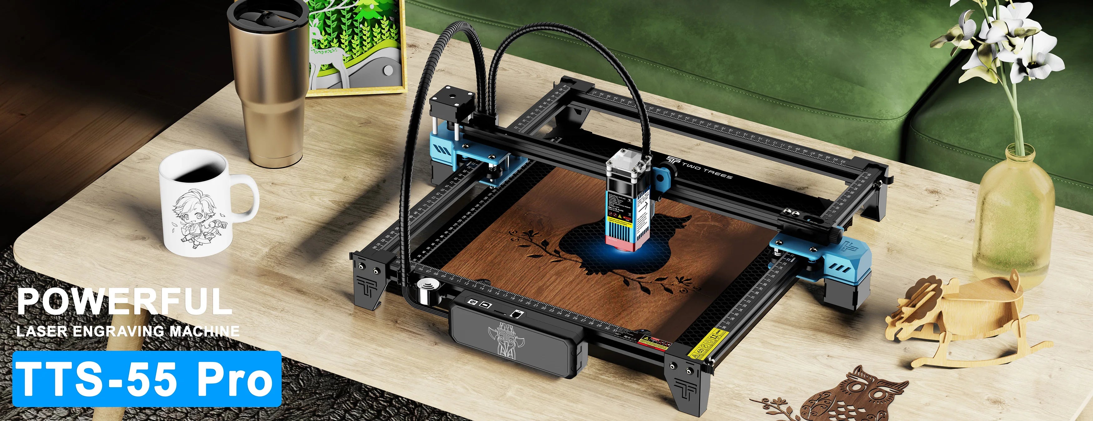 TwoTrees TTS-55 Pro Laser Engraver With Wifi Offline Control 80W Laser Engraving Cutting Machine 445±5nm Blue Light Cnc Machine