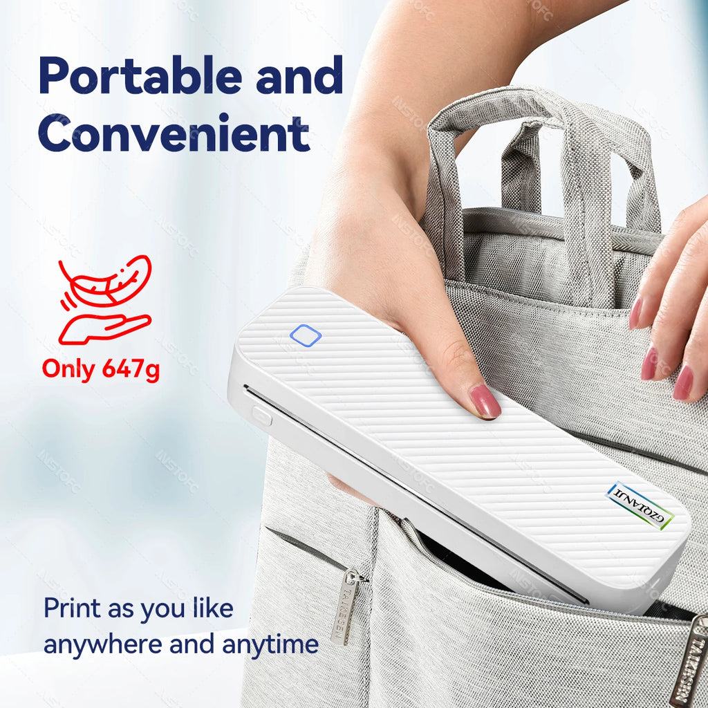 Portable A4 Thermal Printer Bluetooth Photos PDF Document Printing Machine Folded Rolls Paper For Office Work Home School Travel