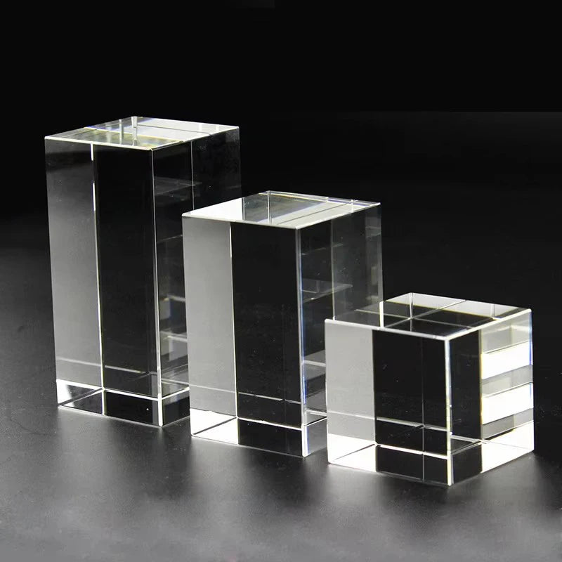 xTool Blank K9 Crystal Cube for Laser Engraving or Printing Glass Paperweight Rectangular Crystal Cube with LED Light Base