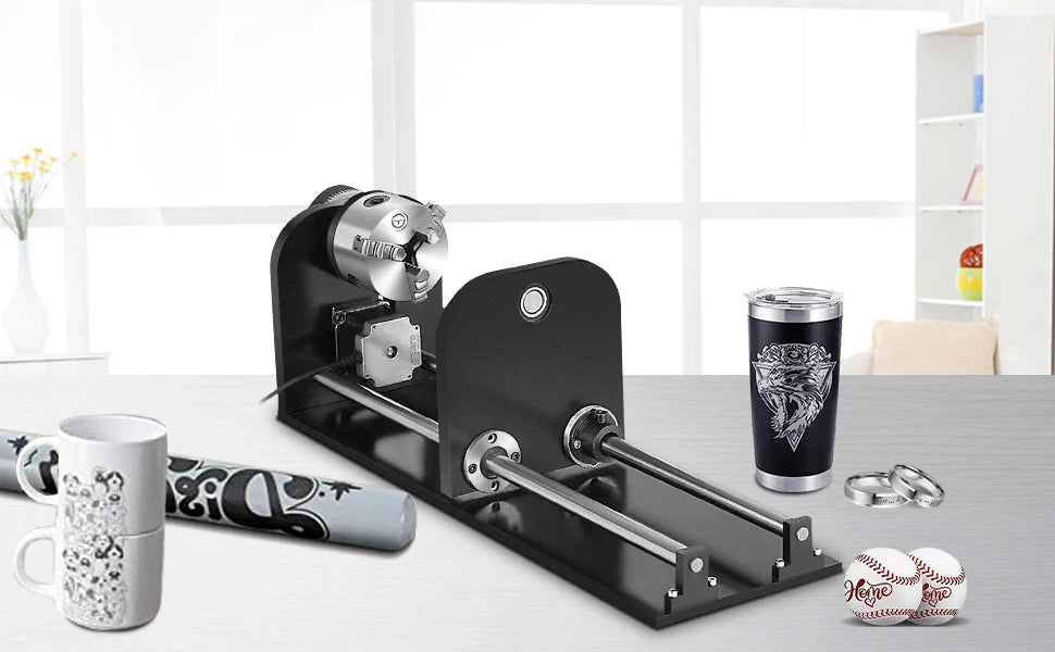 VEVOR Laser Engraving Machine Rotary Axis 80mm 3-Jaw Spiral Chuck CNC Router Axis Measuring for CO2 Laser Engraver