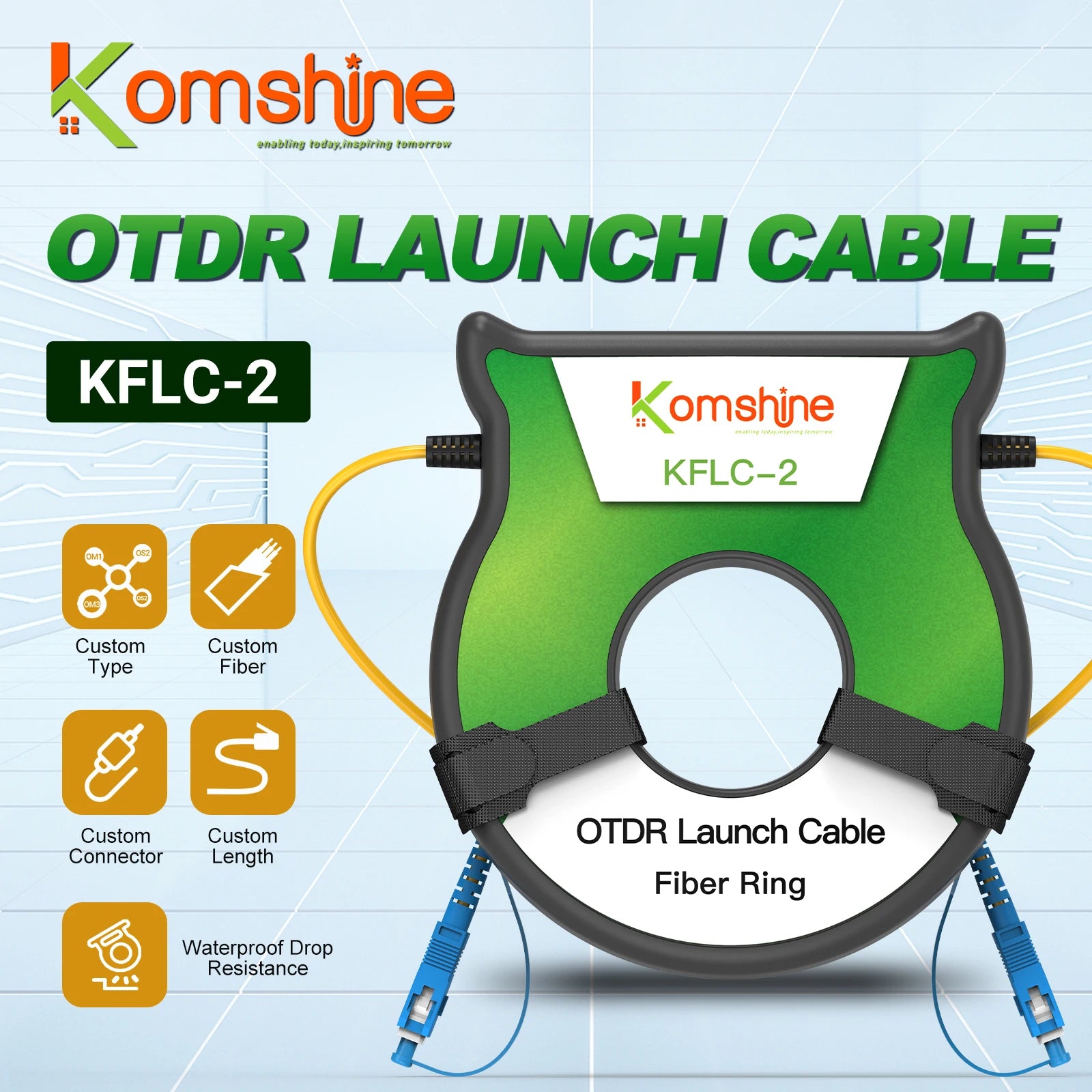 KomShine 200m Singlemode OTDR Launch Cable Rings , Improved Test Accuracy Of OTDR Dead Zone Eliminator Connector Can Customize