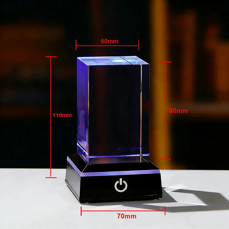 xTool Blank K9 Crystal Cube for Laser Engraving or Printing Glass Paperweight Rectangular Crystal Cube with LED Light Base