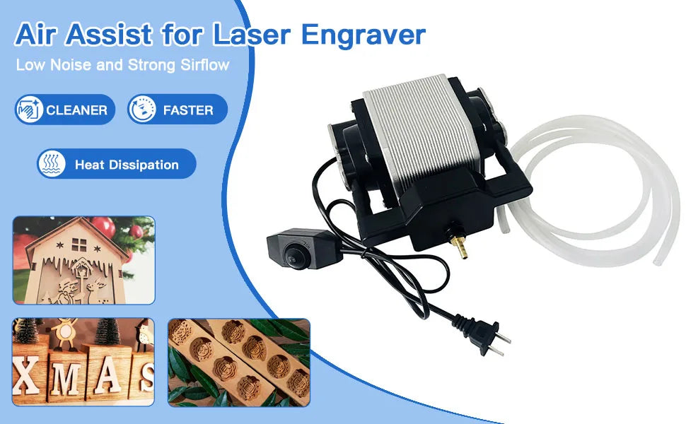 25W 54L/Min Laser Air Assist Pump 25W Electrical Air Compressor for Laser Cutting Engraving Machine Adjustable Speed Low Noise