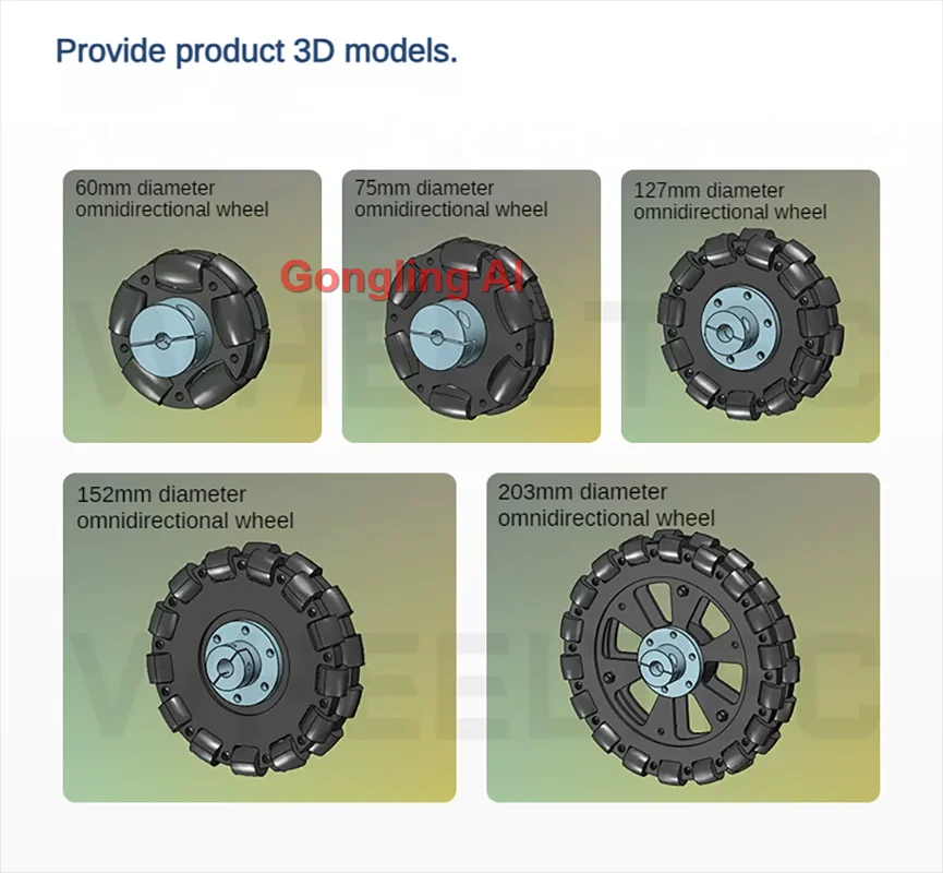 40Kg Load Omnidirectional Wheel Aluminum Alloy Fulai Tires 127 152 203mm Omni Wheel Robot Ros Platform Omnidirectional Motion