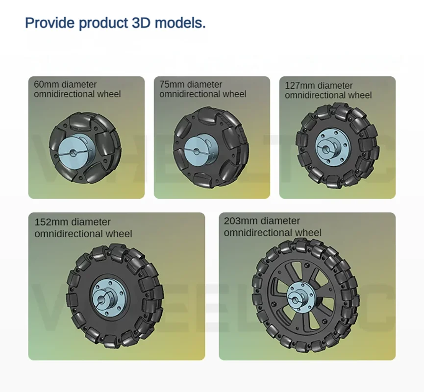 40Kg Load Omnidirectional Wheel Aluminum Alloy Fulai Tires 127 152 203mm Omni Wheel Robot Ros Platform Omnidirectional Motion