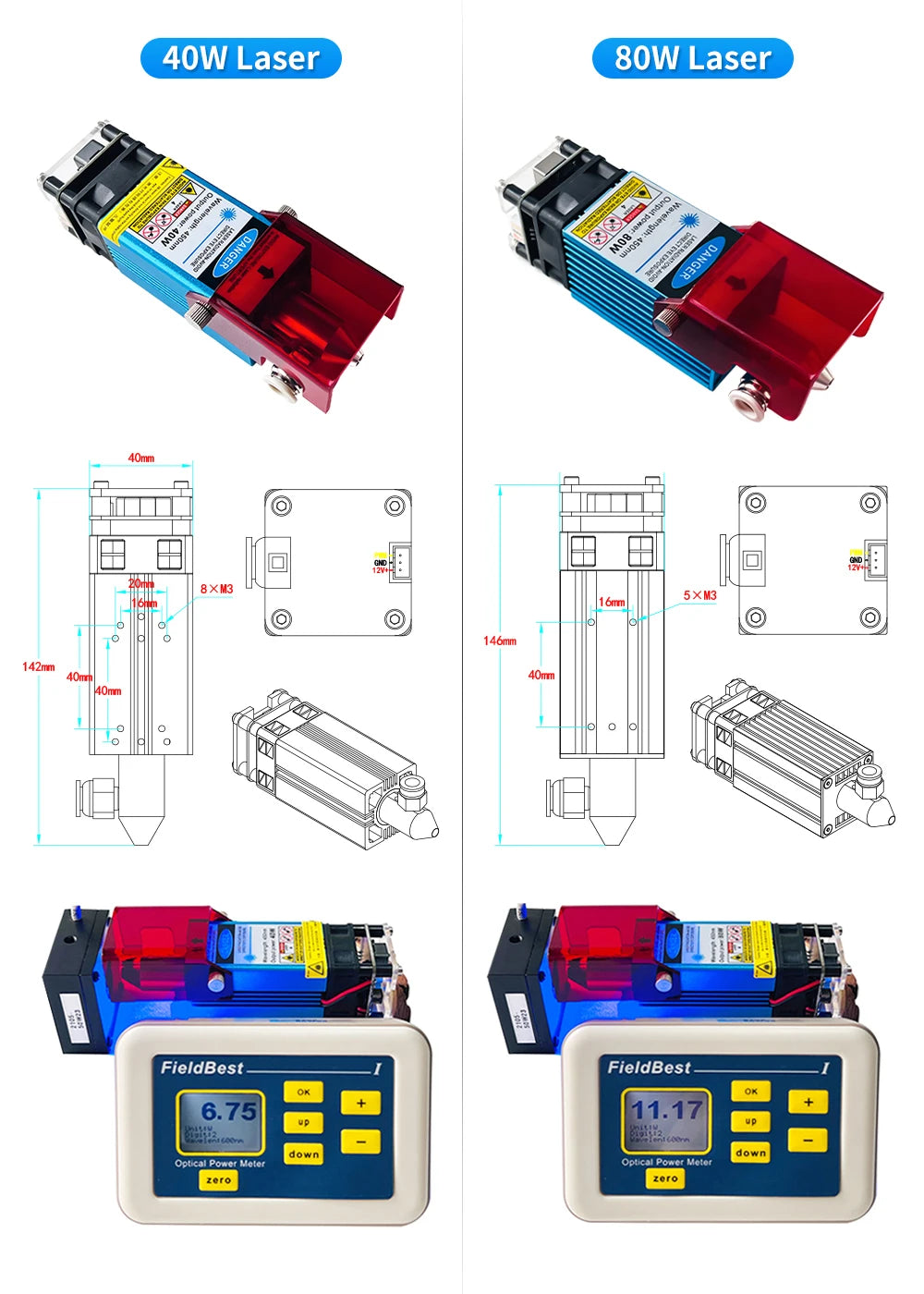 40W 80W Laser Module Optical Power 10W Laser Engraver, Air Assist & Laser Shield Diode CNC Cutter & Laser Engraving Machine