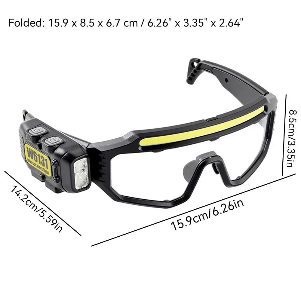 Three Light Source Sensing Glasses Light USB Charging Outdoor Multi Angle Lighting Maintenance Goggles Sensing Headlights