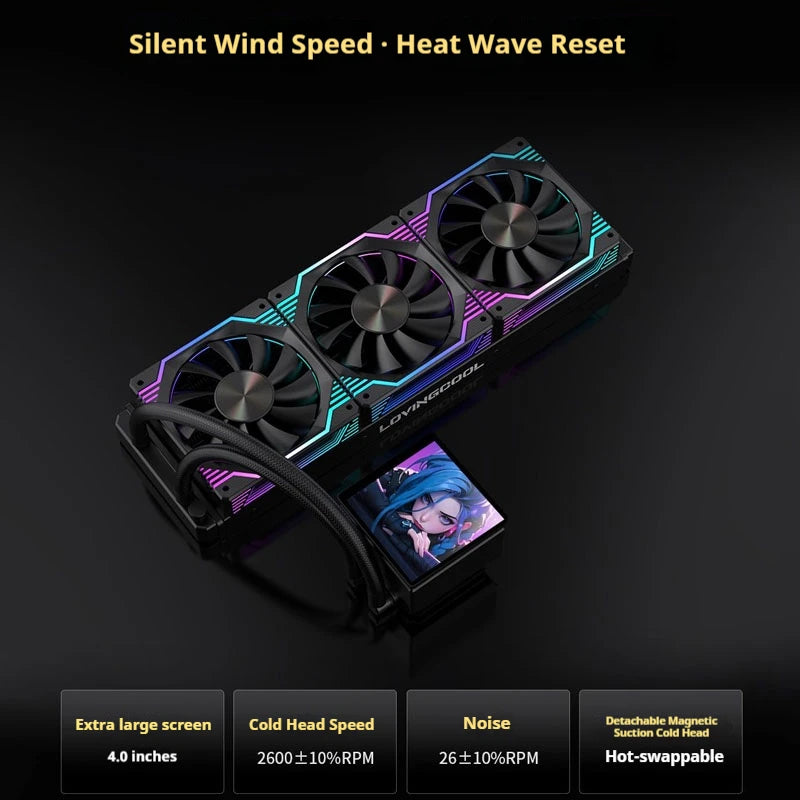 LOVINGCOOL DP Series 360/240 CPU Liquid Cooler 4.0-Inch Super Large Frameless Magnetic Full Screen Can DIY Water Cooler Radiator