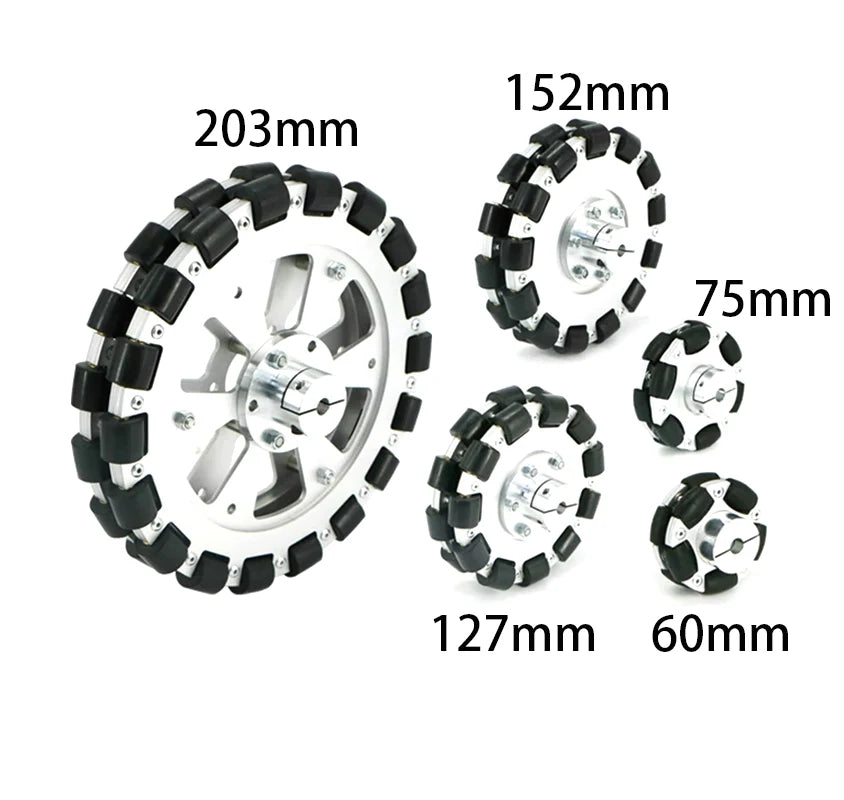 40Kg Load Omnidirectional Wheel Aluminum Alloy Fulai Tires 127 152 203mm Omni Wheel Robot Ros Platform Omnidirectional Motion
