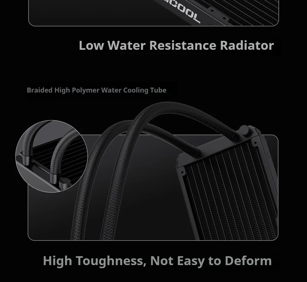 LOVINGCOOL DP Series 360/240 CPU Liquid Cooler 4.0-Inch Super Large Frameless Magnetic Full Screen Can DIY Water Cooler Radiator