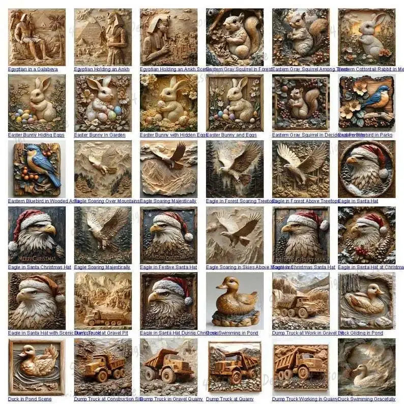 3D Illusion Bundle Laser Ready Files Engraving PNG Wood Burn Board Coaster Tray Xmas Diode CNC CO2 Lightburn Glowforge Gift