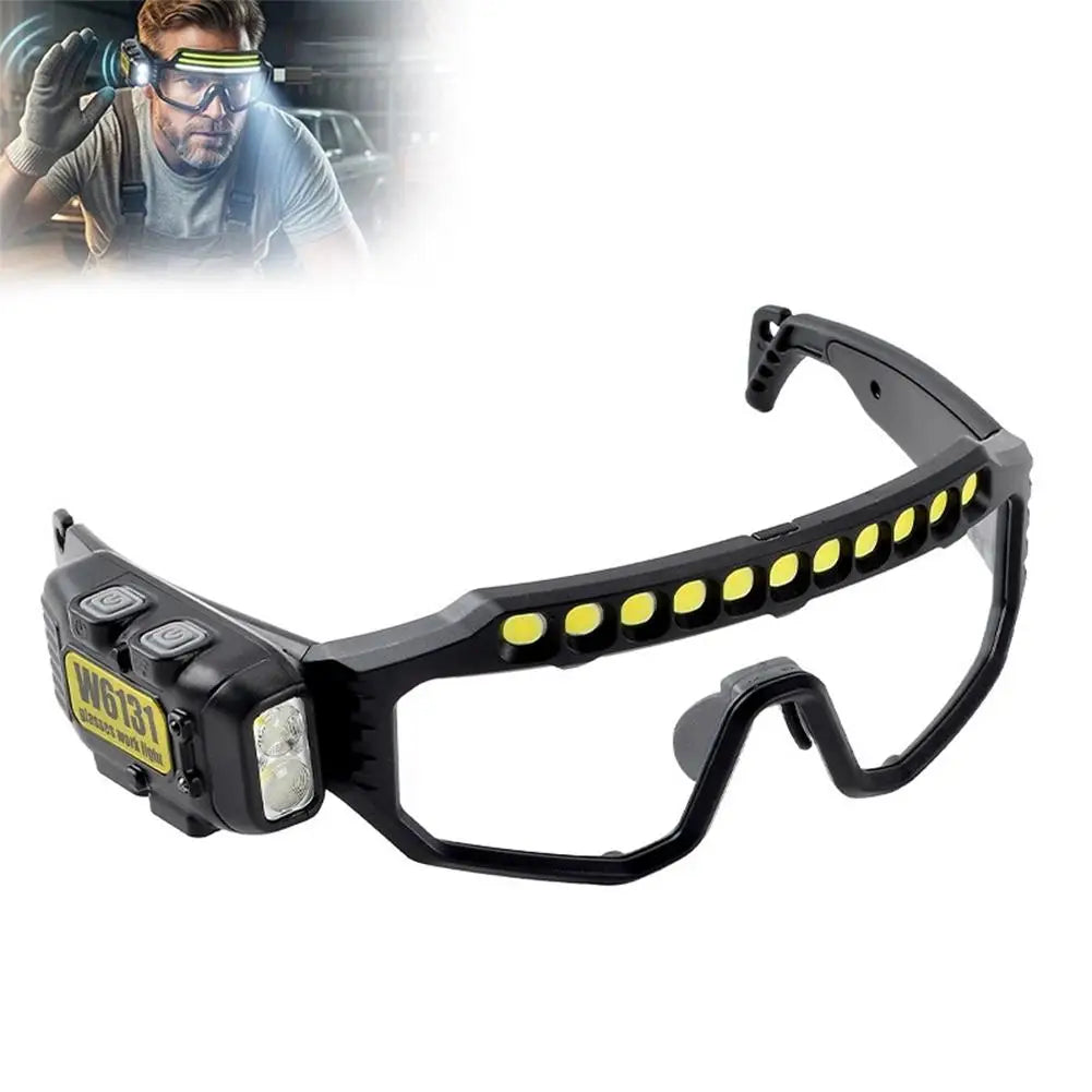 Three Light Source Sensing Glasses Light USB Charging Outdoor Multi Angle Lighting Maintenance Goggles Sensing Headlights
