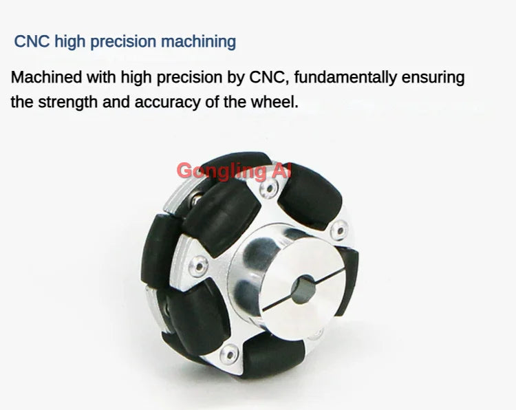 40Kg Load Omnidirectional Wheel Aluminum Alloy Fulai Tires 127 152 203mm Omni Wheel Robot Ros Platform Omnidirectional Motion
