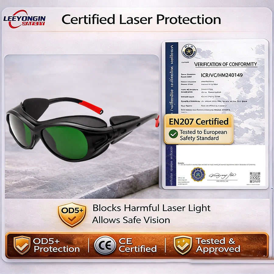 Laser Eyewear Safety Goggles for Engraver Cutter Marking DIY Workshop Fiber Laser Multi Range Eye Protection Glasses 532 1064nm