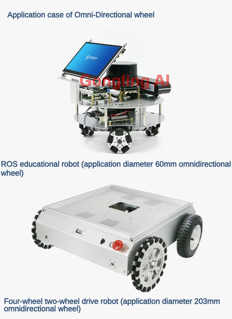 40Kg Load Omnidirectional Wheel Aluminum Alloy Fulai Tires 127 152 203mm Omni Wheel Robot Ros Platform Omnidirectional Motion