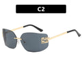 Miu Miu 54YS Rimless Shield Sunglasses Gold Metal Frame Dark Grey CAT.3 UV400 Luxury Fashion Shades for Men Women Made In Italy