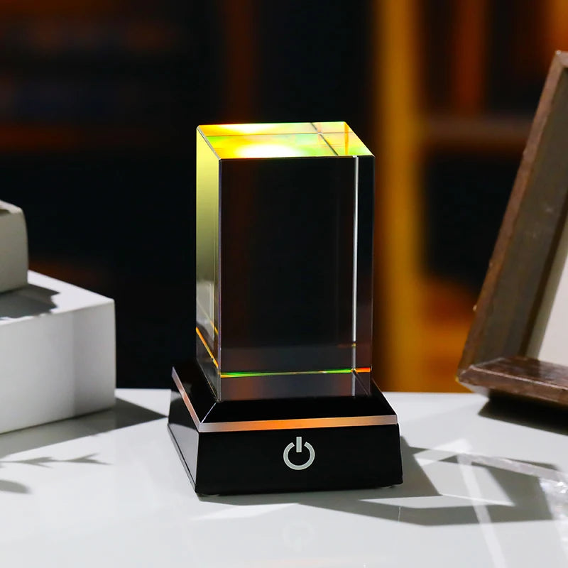xTool Blank K9 Crystal Cube for Laser Engraving or Printing Glass Paperweight Rectangular Crystal Cube with LED Light Base