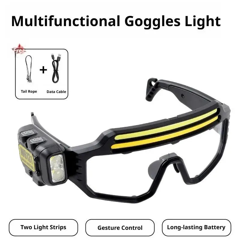 Three Light Source Sensing Glasses Light USB Charging Outdoor Multi Angle Lighting Maintenance Goggles Sensing Headlights