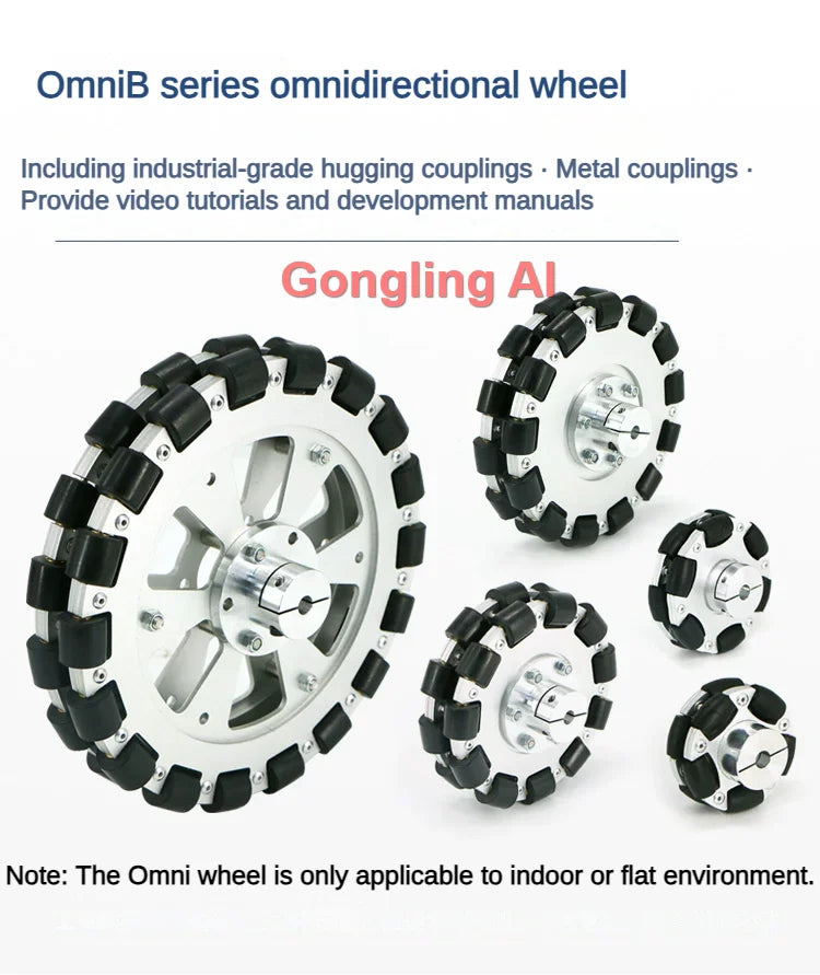 40Kg Load Omnidirectional Wheel Aluminum Alloy Fulai Tires 127 152 203mm Omni Wheel Robot Ros Platform Omnidirectional Motion