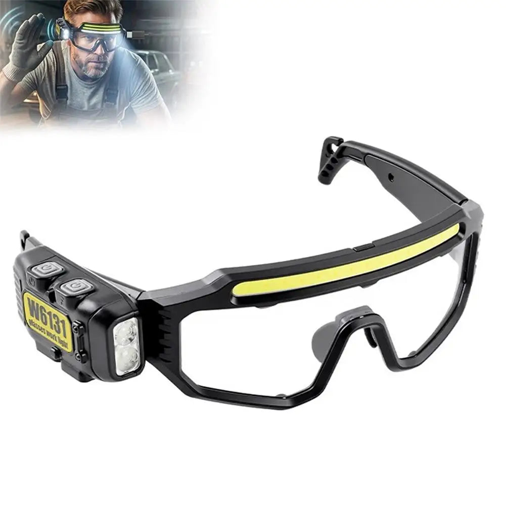 Three Light Source Sensing Glasses Light USB Charging Outdoor Multi Angle Lighting Maintenance Goggles Sensing Headlights
