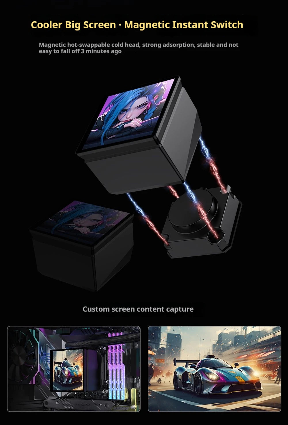 LOVINGCOOL DP Series 360/240 CPU Liquid Cooler 4.0-Inch Super Large Frameless Magnetic Full Screen Can DIY Water Cooler Radiator