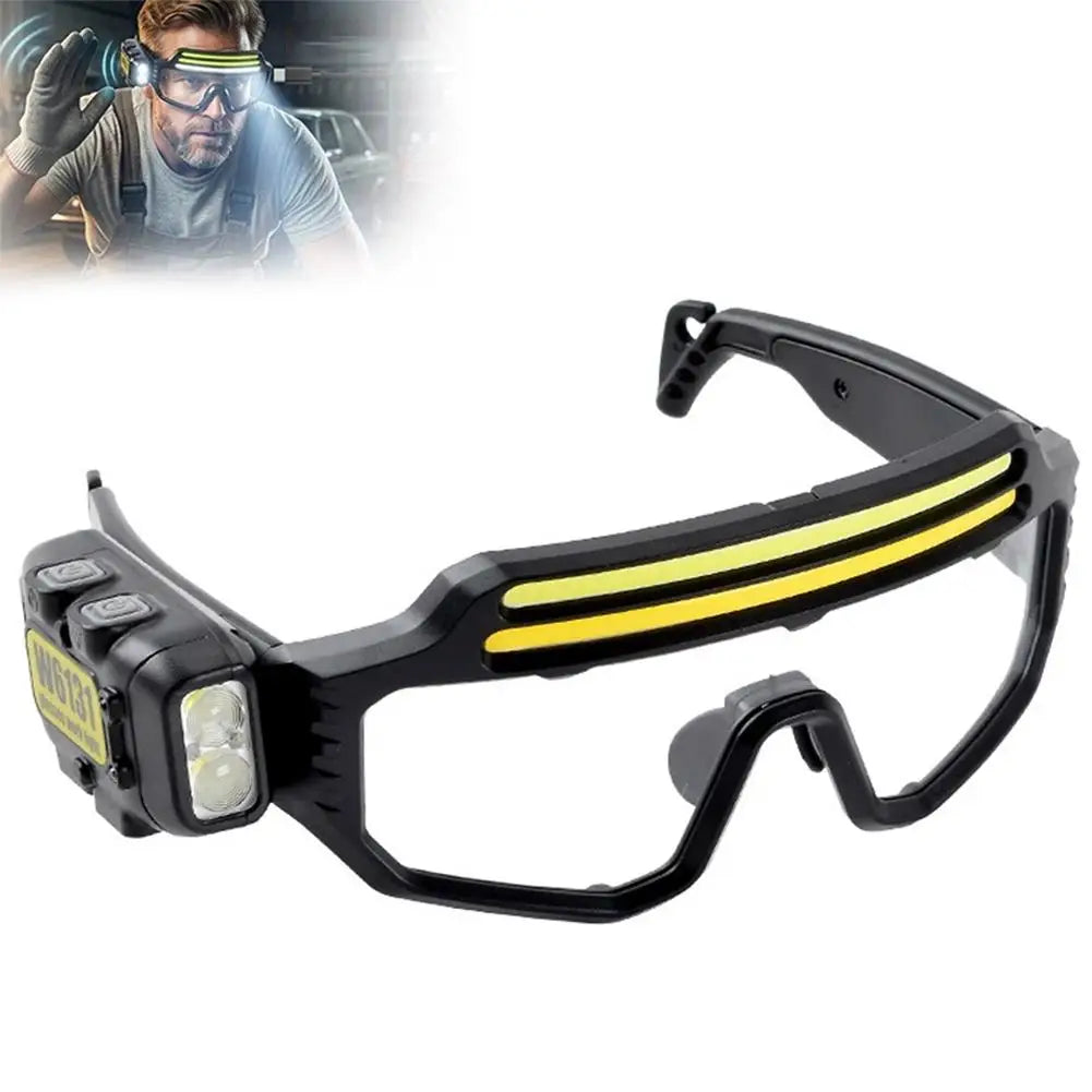 Three Light Source Sensing Glasses Light USB Charging Outdoor Multi Angle Lighting Maintenance Goggles Sensing Headlights