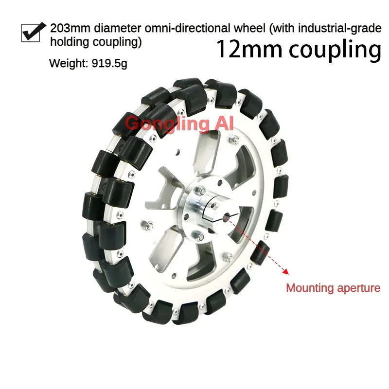 40Kg Load Omnidirectional Wheel Aluminum Alloy Fulai Tires 127 152 203mm Omni Wheel Robot Ros Platform Omnidirectional Motion